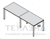 Офисный стол орех Рабочая станция из 2-х столов (шириной 120, 140, 160, 180 см, глубина 80 см)