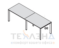 Офисный стол орех Рабочая станция из 2-х столов (шириной 180, 200, 220 см, глубина 90 см)