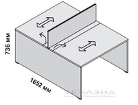Офисный стол серый Рабочая станция bench с лотком и кабель-каналами (ширина 1800 мм)