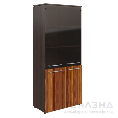 Шкаф высокий с комбинированными дверьми Morris арт. MHC 85.2 в исполнении Макассар и Венге Магия