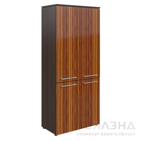 Шкаф высокий закрытый с 4-мя дверьми Morris арт. MHC 85.3 в исполнении Макассар и Венге Магия