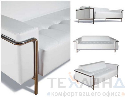 Диван для офиса Бруно в белой коже